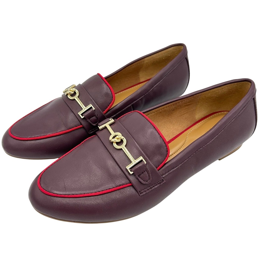 Talbots Loafers Womens Size 8M Burgundy Red Trim Gold Hardware Slip On Shoes 8M